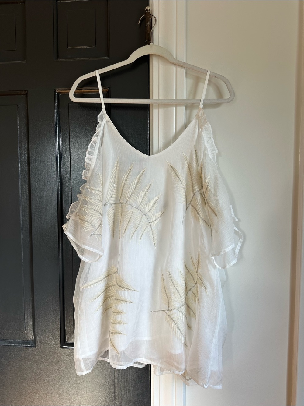 Gimmick BKE Embroidered Fern Cold Shoulder Boho Tunic Blouse M